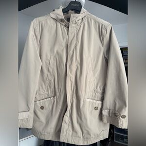 Men’s Tasso Elba Light Tan Hooded Raincoat Size Large